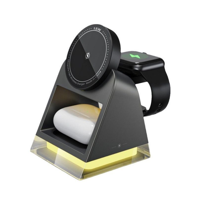 Trois-en-un Chargeur magnétique sans fil Petite lampe de nuit