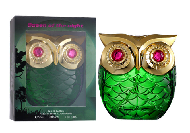Perfume haut de gamme à parfum vert dans un design d'hiboux