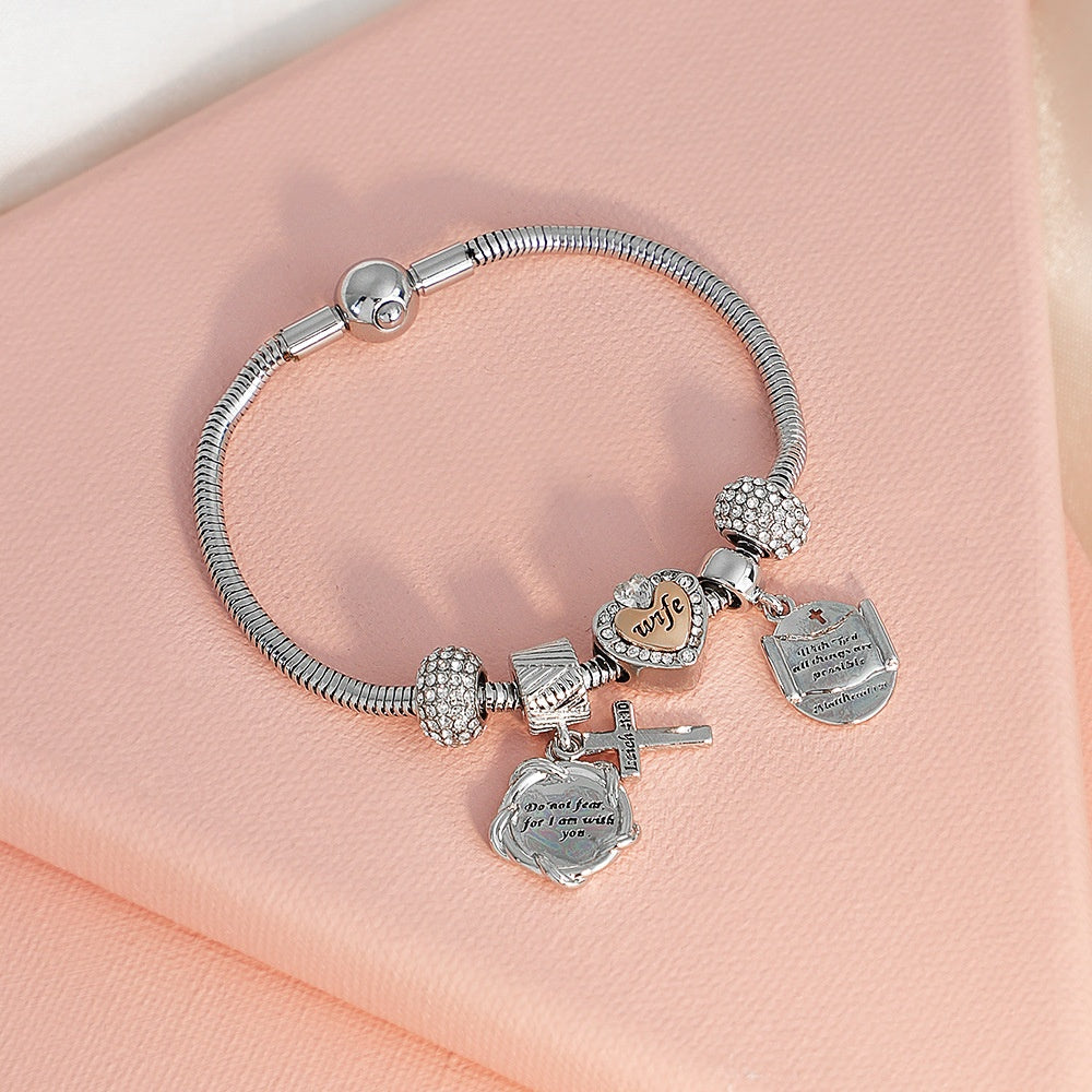 Bracelet multi brins Blush-pink de style européen et américain Couples Bracelet en cristal