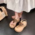 Femmes plate-forme bohème Toe Loop Diapositives