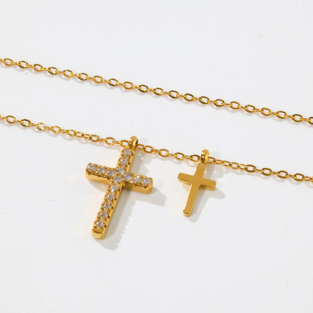 Acier inoxydable Minimaliste à structure diamantée Collier à double couche