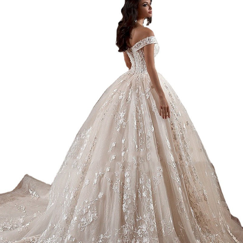 Hors-épaule Robe de mariée de style français style Mori Trailing Simple petite robe de mariée
