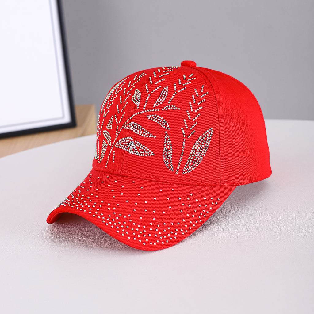 Homme et femme ajustable en forme de feuille Motif perlé Tissu de sergé Bouchon de baseball Brimmed.