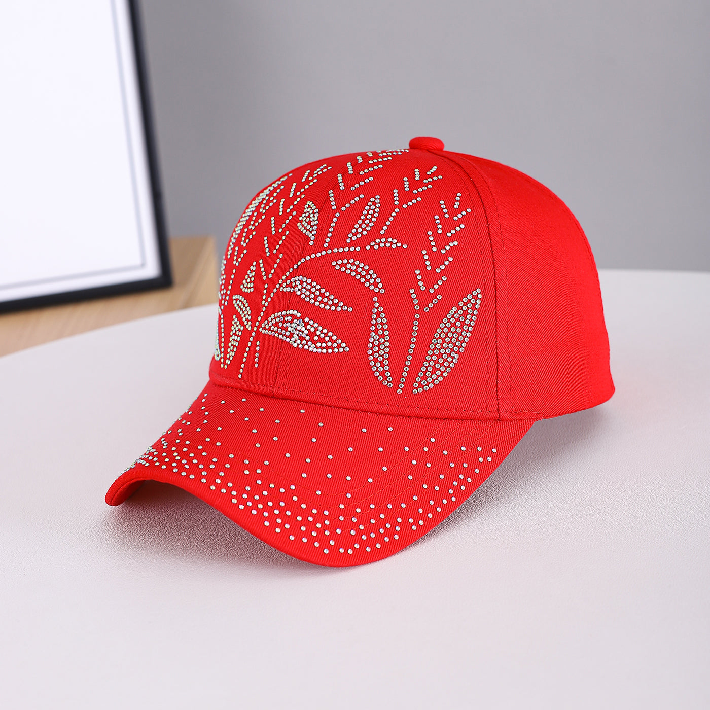Homme et femme ajustable en forme de feuille Motif perlé Tissu de sergé Bouchon de baseball Brimmed.