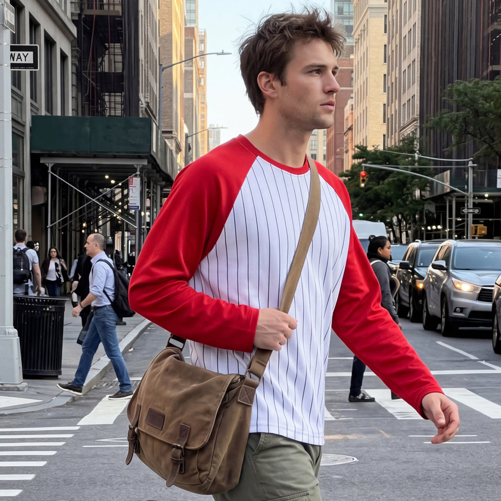 T-shirt casual à manches longues à manches courtes Raglan-Style pour hommes