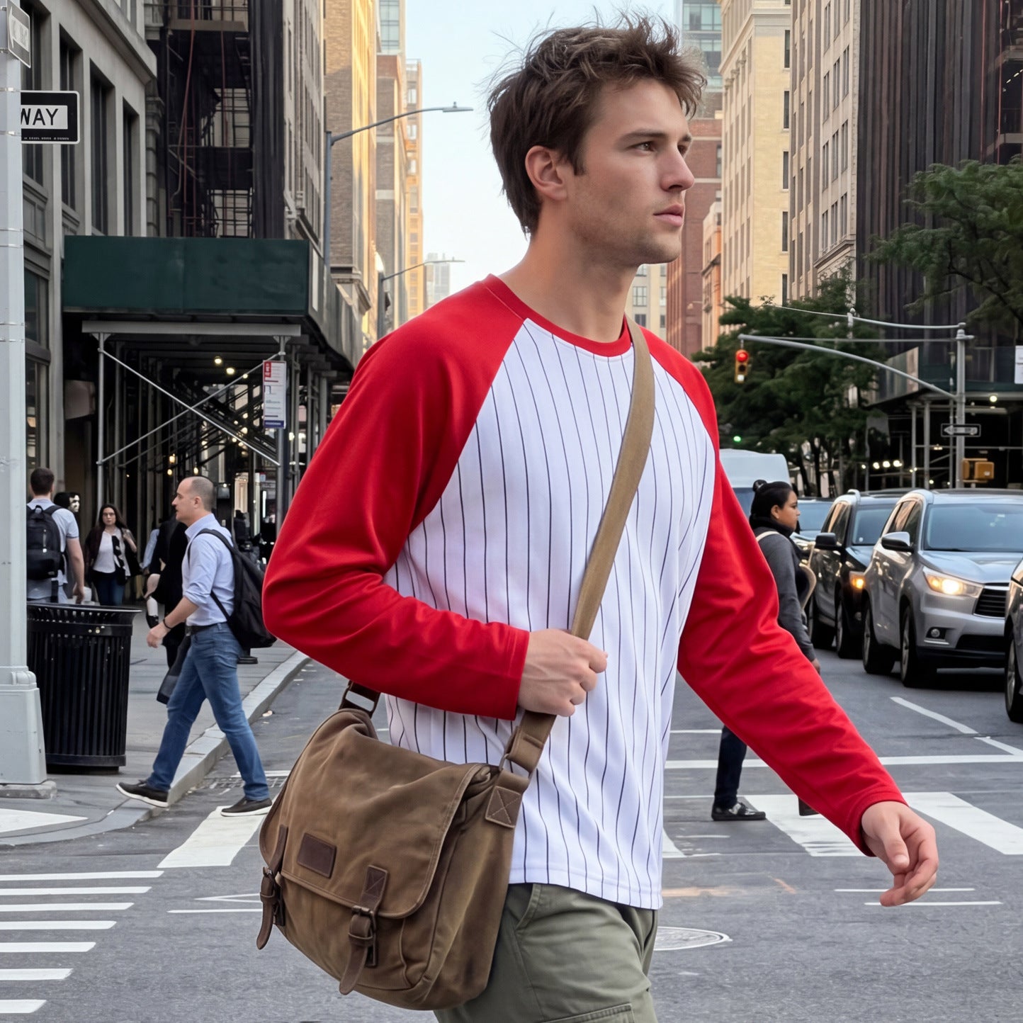 T-shirt casual à manches longues à manches courtes Raglan-Style pour hommes