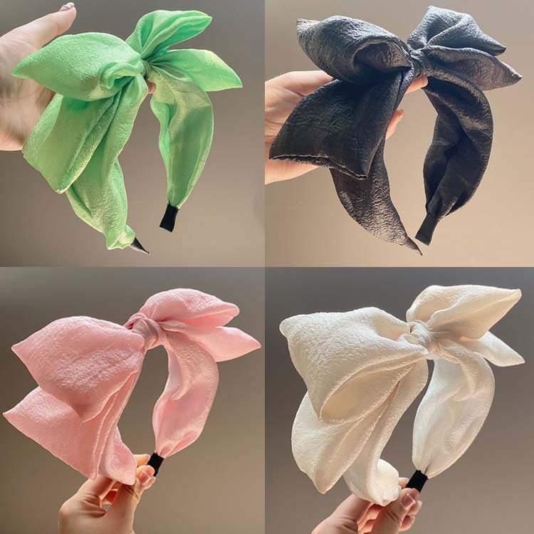 Seersucker Outsize Bow Headband High Sense large bord Accessoires capillaires