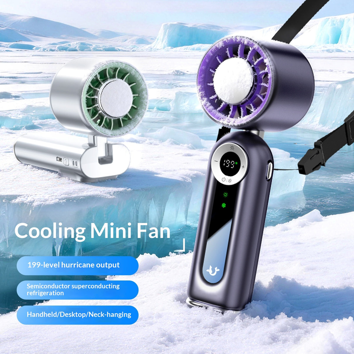 Handheld Portable Outdoor Digital Display Mini Fan