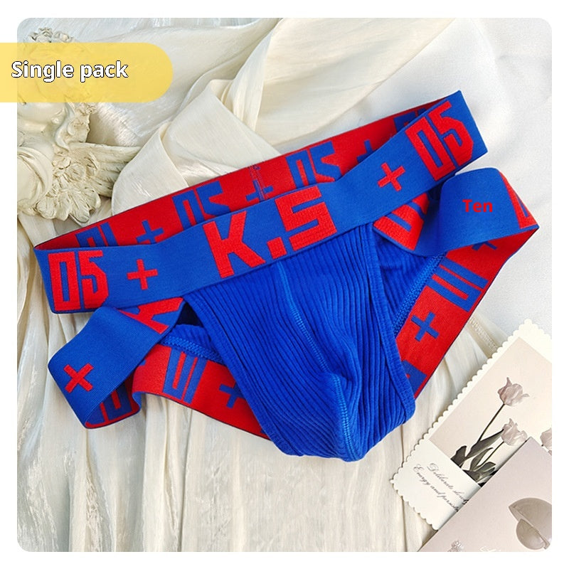 Slips de sport en coton côtelé haute coupe pour hommes