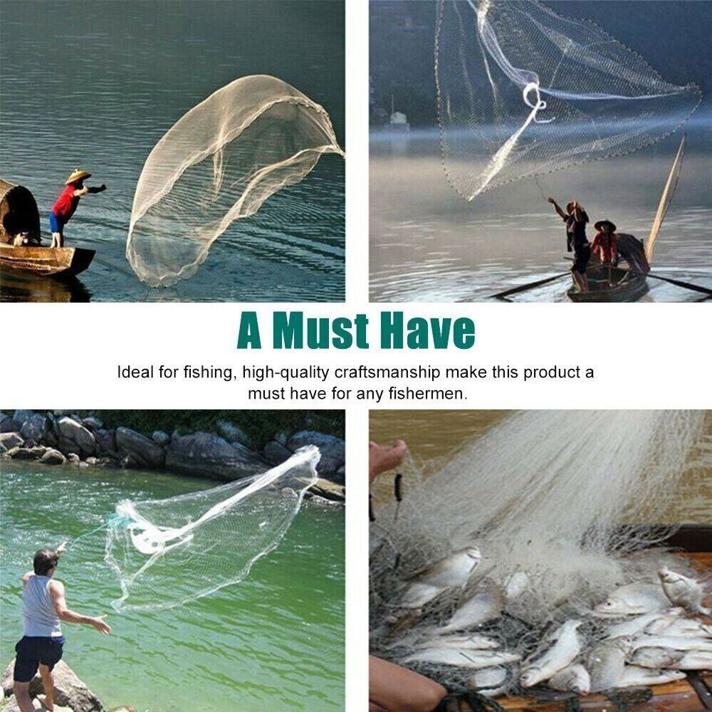 Fishing Cast Net Bait Easy Lancer la main Cast Fort Nylon Mesh USA