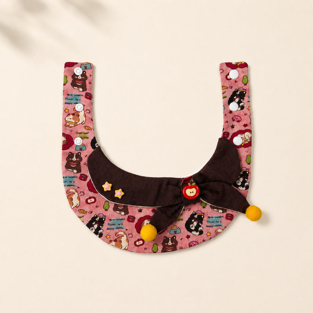 Imprimé grand arc-noeud fourrure-bale chat et chien bib imprimé
