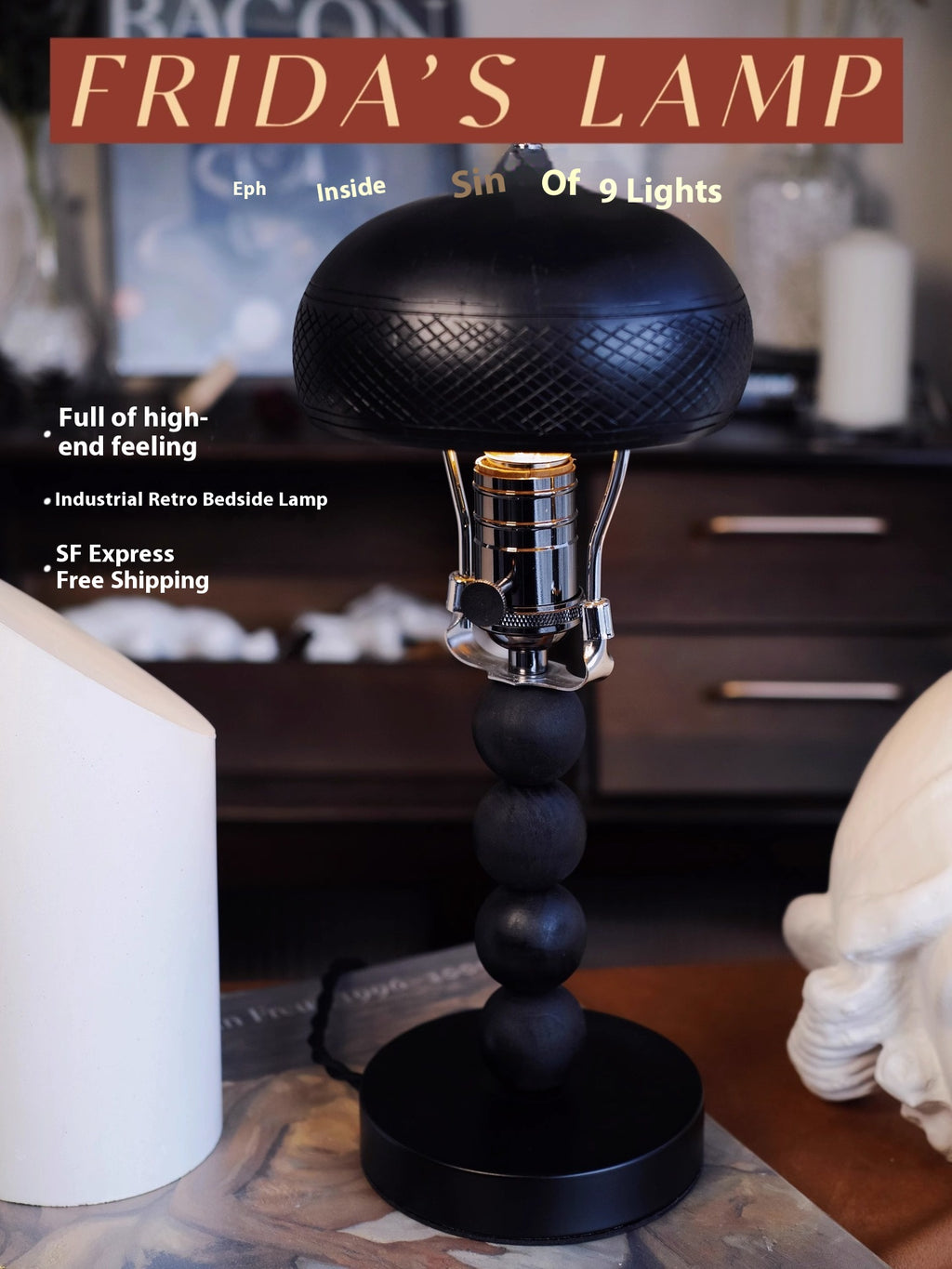 Black Vintage Coconut Shell lampe de table industriel style lit lampe chambre étude Café Ba