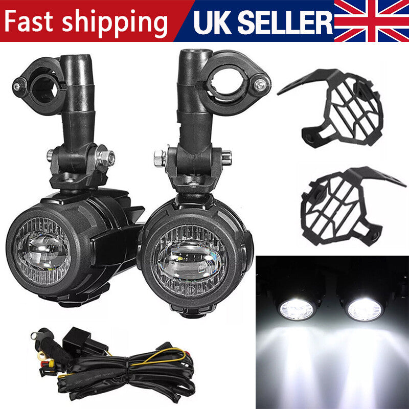 2x Black Motorcycle LED Spot Light Lampe de phare auxiliaire