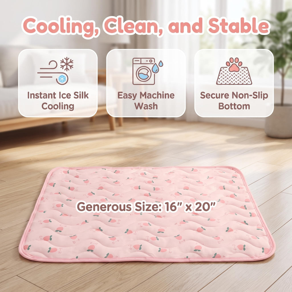 Tapis auto-refroidissant pour chiens et chats Pad de refroidissement pliable d'été avec impression de fruits lavable