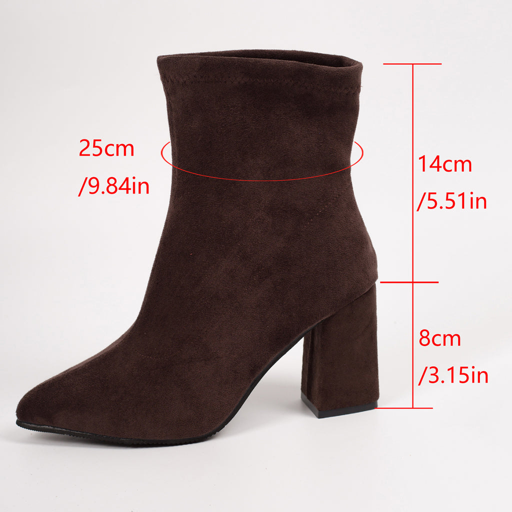 Anglais Vintage Élégant Block Talon Slip Sur Bottes Ankle Femmes Automne Hiver Arrivée Élastique