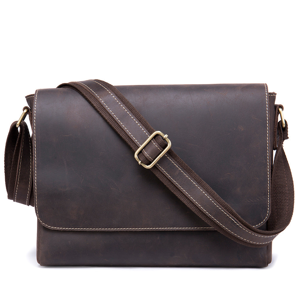 Véritable cuir homme Mode épaule Selle en cuir Crossbody Casual Messenger Bag