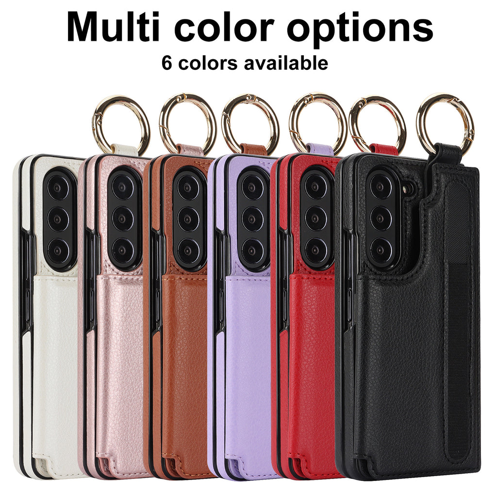 Simple Fente de stylo pliant cas téléphone en cuir