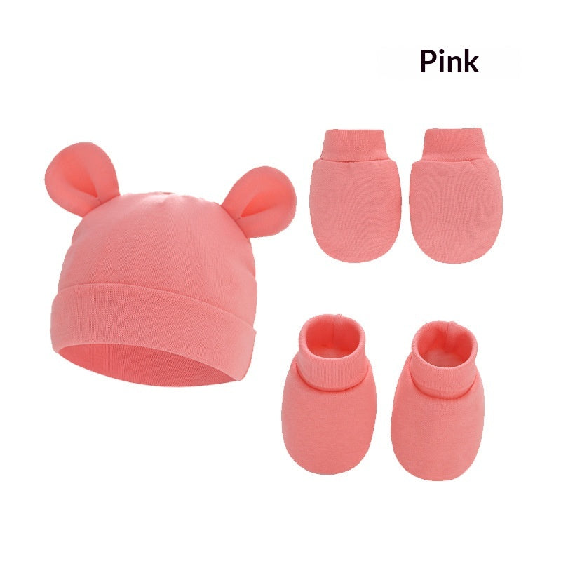 Chapeau nouveau-né Mittens et chaussettes avec des chaussures en caoutchouc