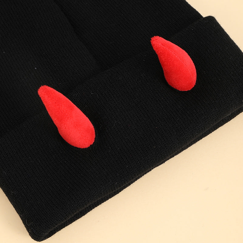 European and American Hip-hop Little Devil Beanie with Horn Shape