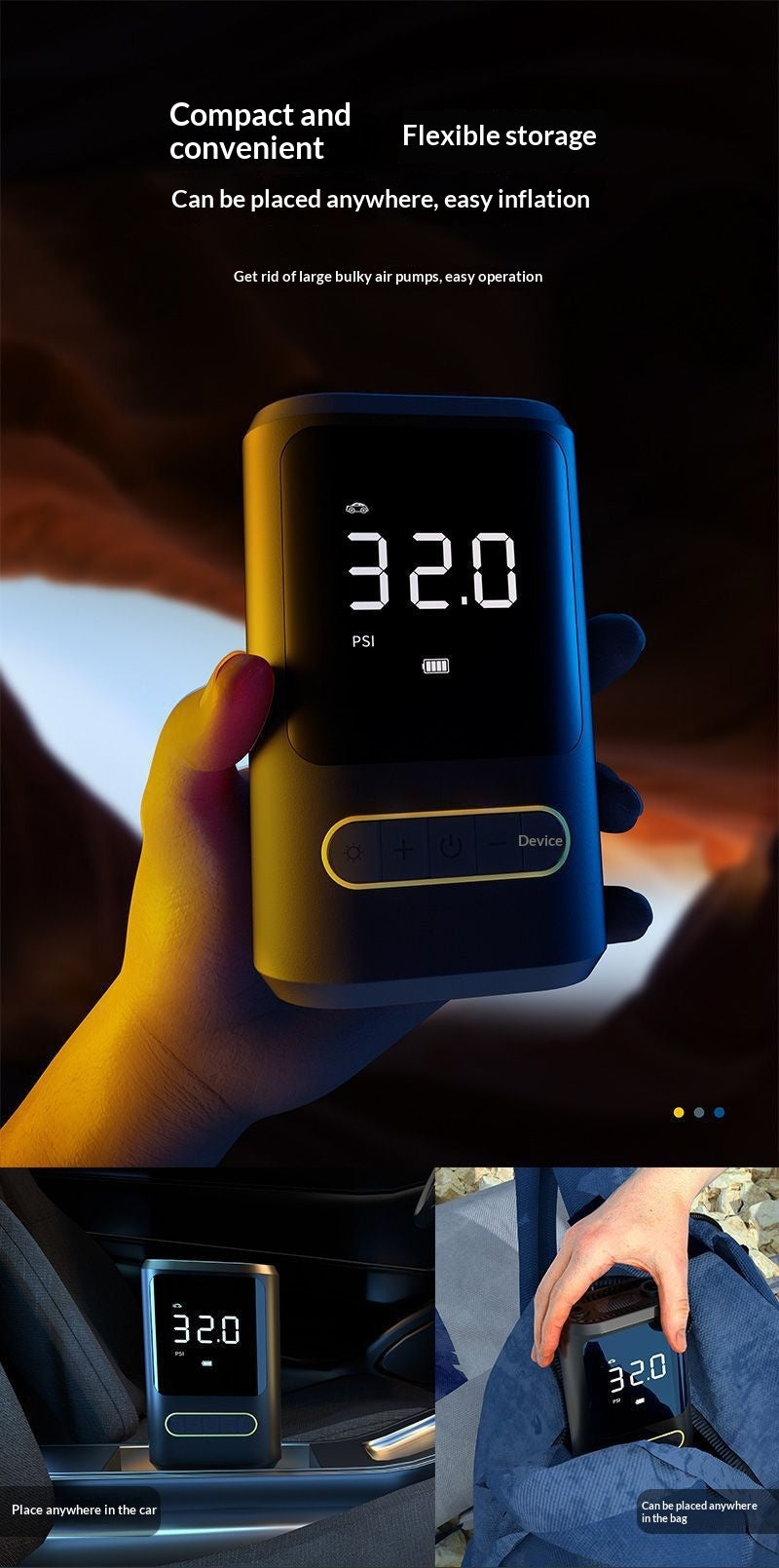 Mini Gonflateur de pneus sans fil avec affichage numérique