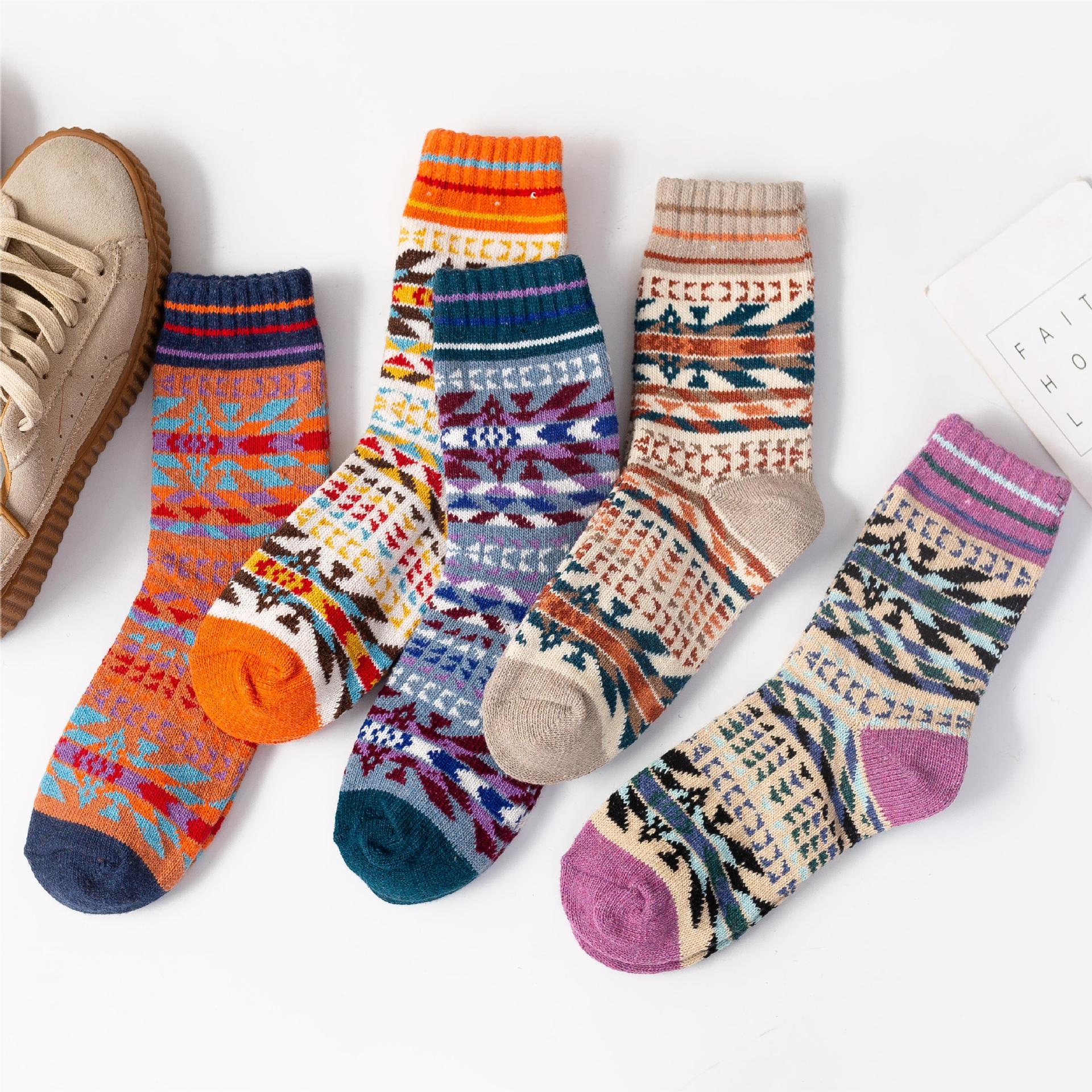 Chaussettes homme Vintage style ethnique Chaussettes en laine pour l'hiver