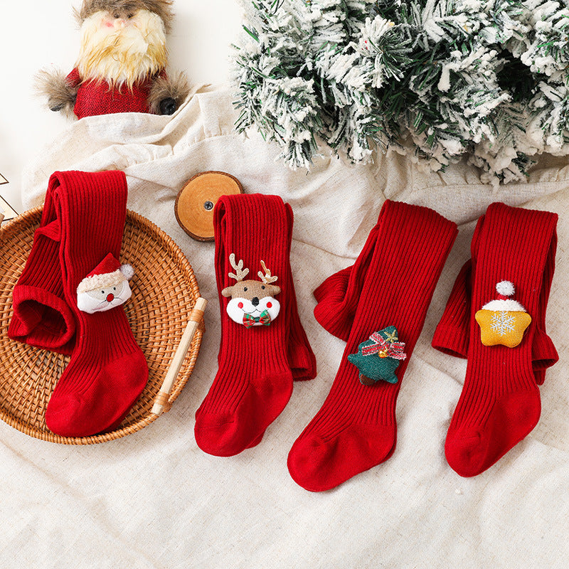 Style de Noël Coton Printemps et Automne Hiver Baby Panty-hose Jumpsuit