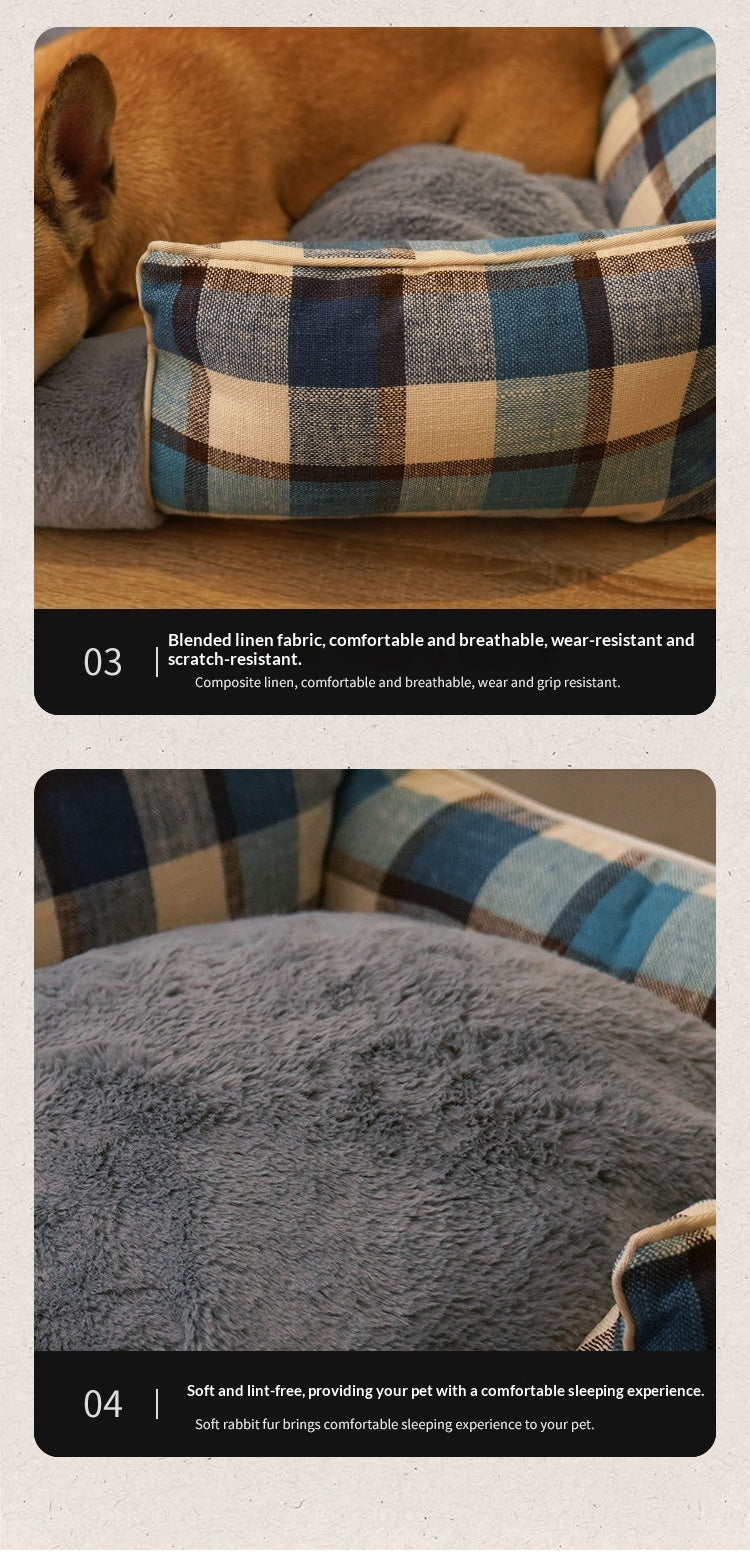 Lit pour animaux de compagnie lavable en toute saison Retro Plaid