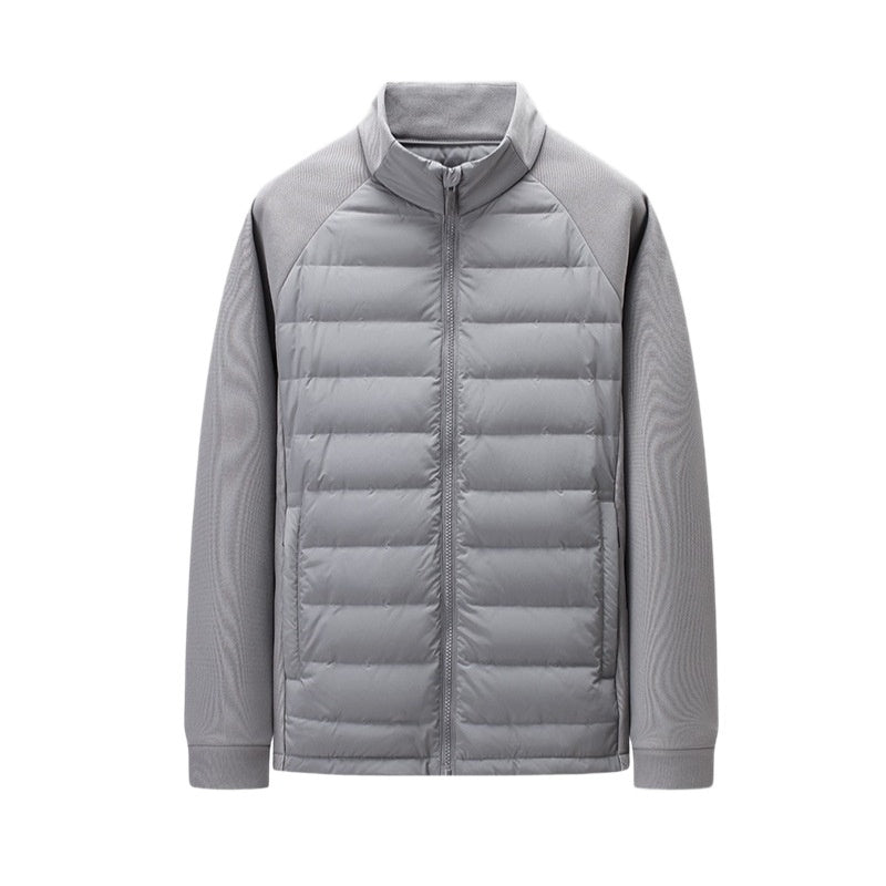 Hommes Stand-Up Collar Patchwork Légère et chaude veste duvet