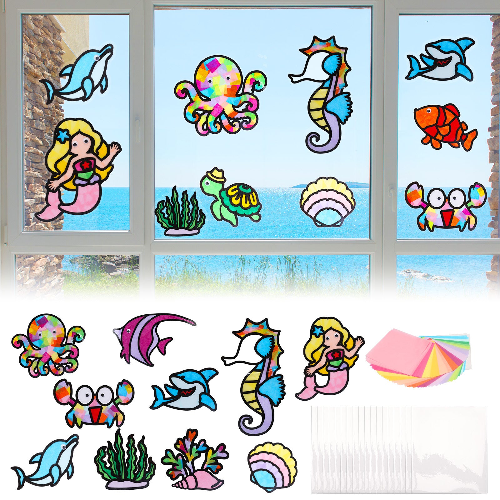 Décorations de fêtes et accessoires - Ensemble de 12 cartes marines - Océan polyvalent
