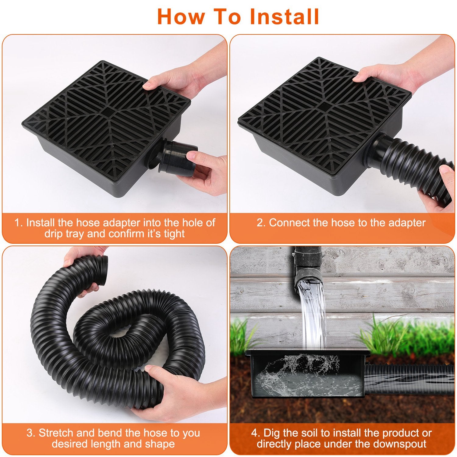 2Pcs Gutter Downspout Extension pour Printemps Été Accueil Innovation Faible Profil Pas de Digg profond