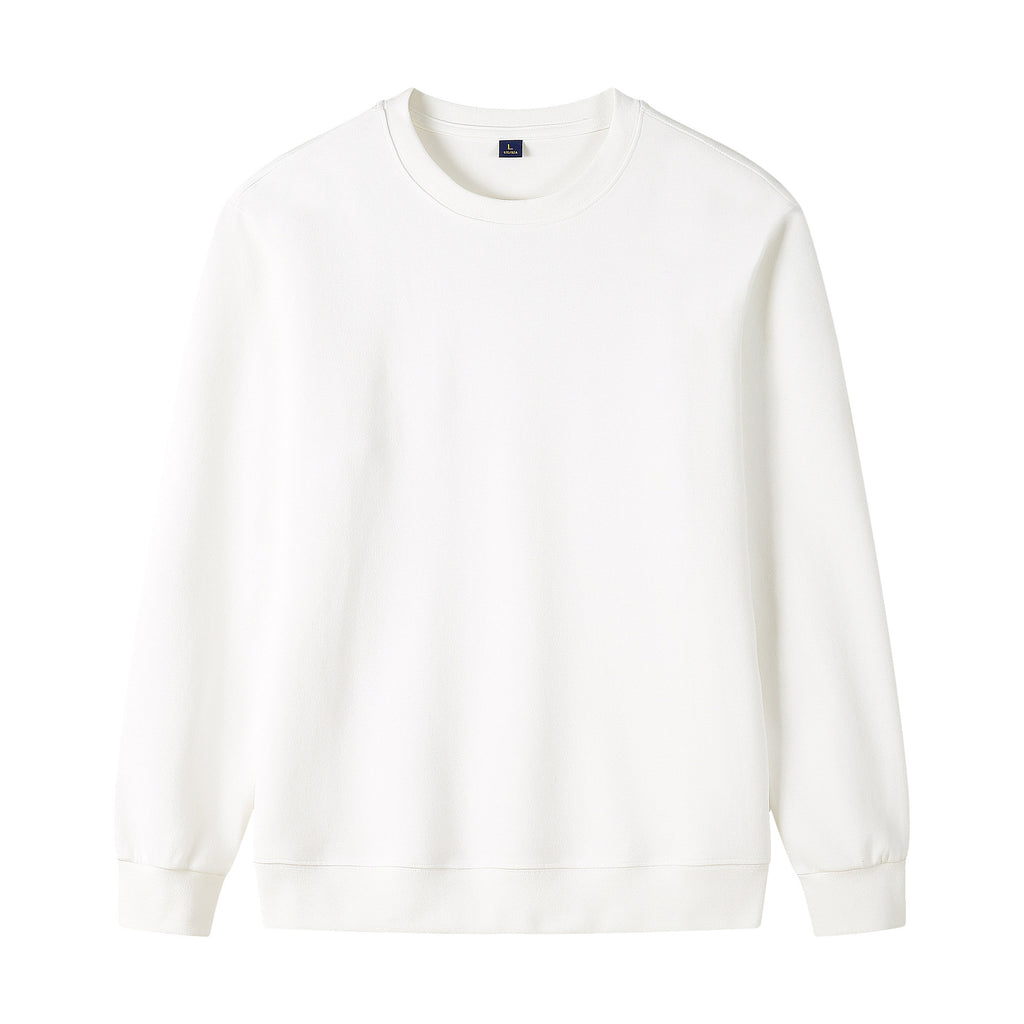 320g Epaule droite Pure coton Automne Manche longue Col rond Sweatshirt Cu