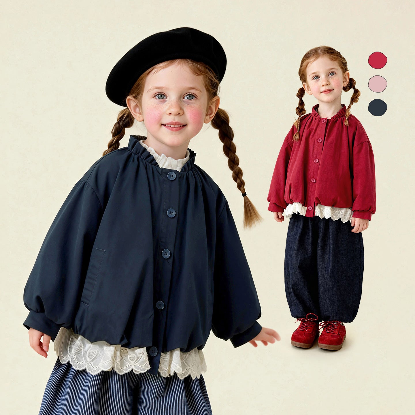Veste à manches longues en dentelle à manches courtes