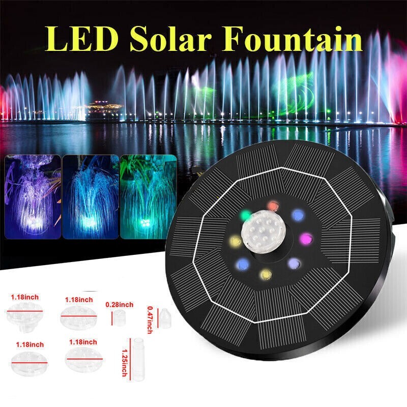 8LED Solar Panel Powered Fountain Water Feature Pump Garden Pool Pond Aquarium