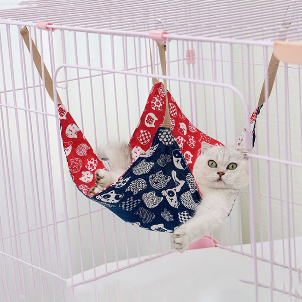 Cat respirant coton lin Hammock résistant à l'usure multicolore Cat Cage Lit suspendu Soft Wi