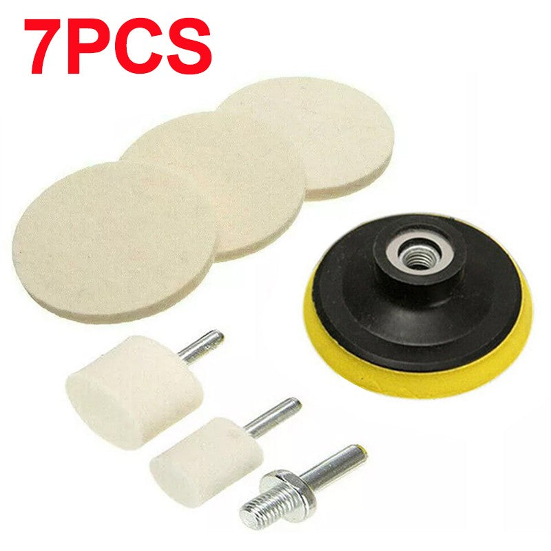 7PCS Set Cérium Oxide Kit de polissage par pare-brise Enlève-vent Plaquettes en feutre C