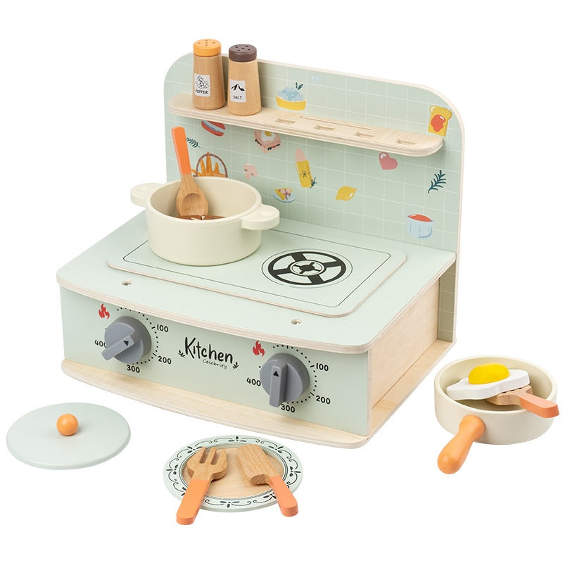 Kids' wooden kitchen with realistic sound effects