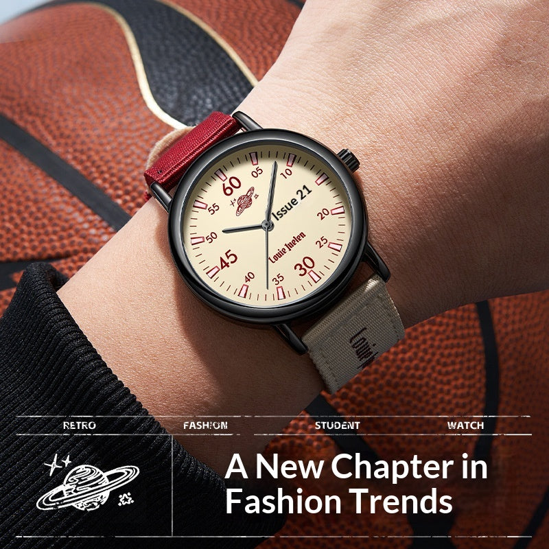 Montre Quartz étudiante personnalisée rétro