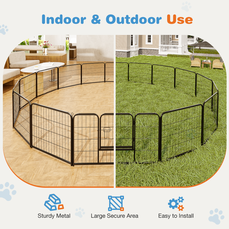 Stylo d'exercice en métal de hauteur de clôture intérieure pour chien avec porte Petit chiot Grand chien moyen