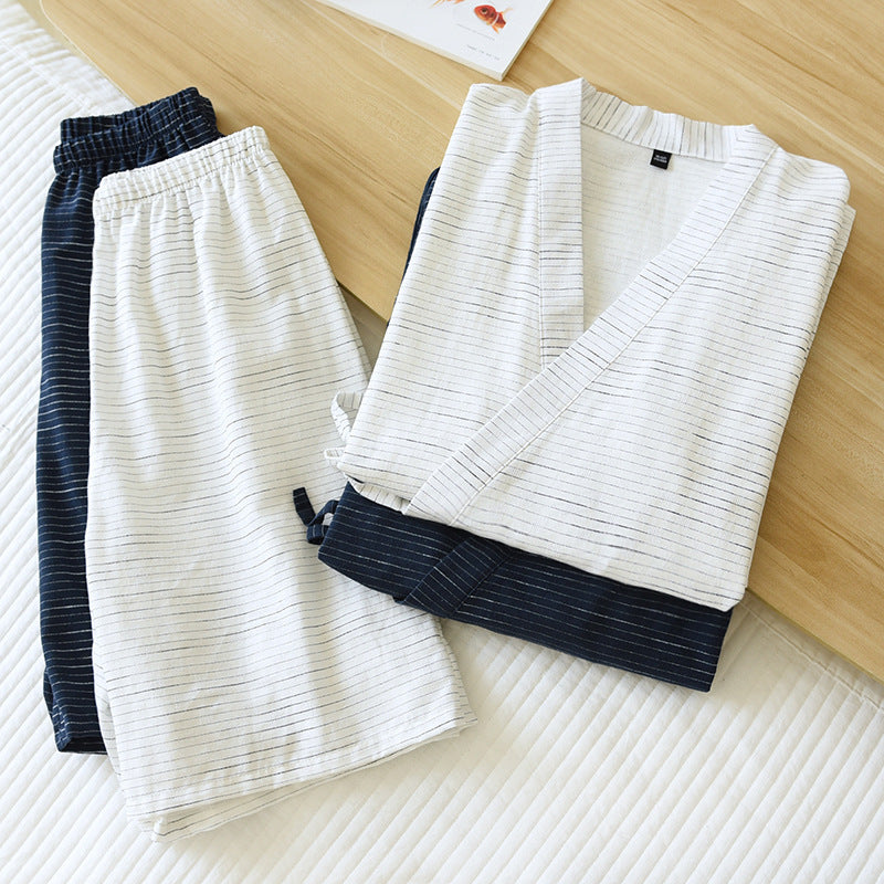 Pyjama pour hommes Kimono Printemps et coton d'été Peignoir Plus Taille Pyjama Cotton pour hommes