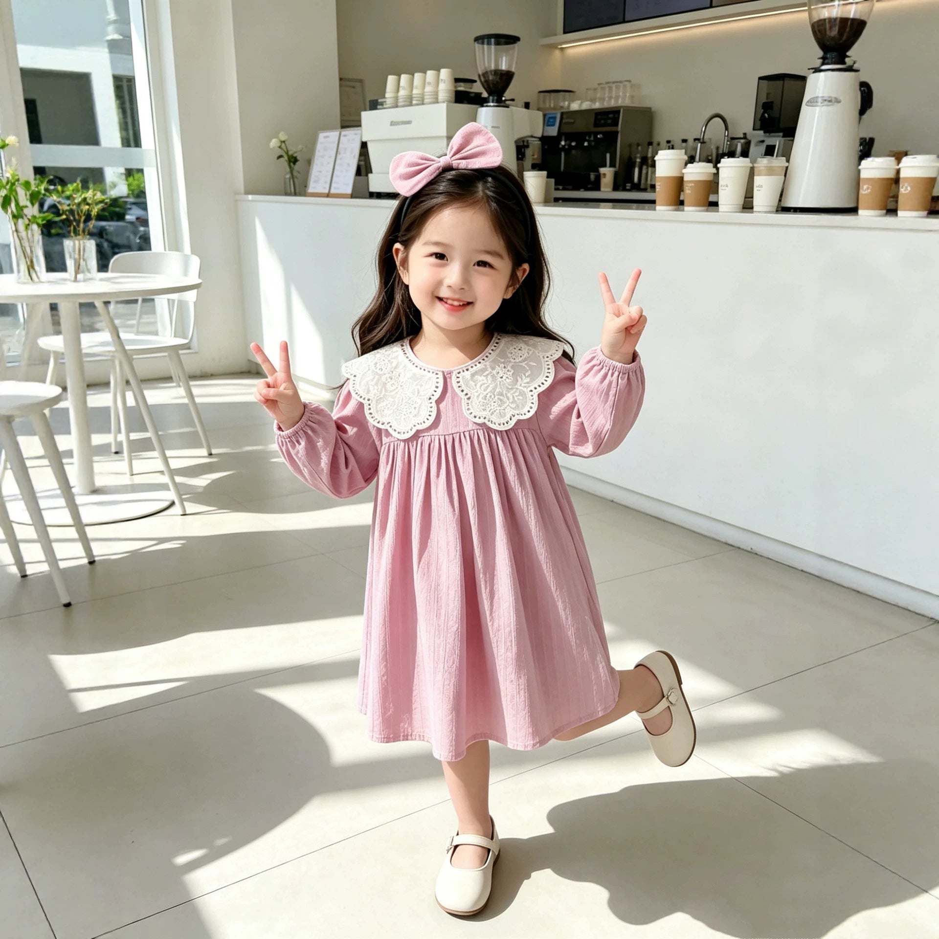 Robe de fille à manches longues sans capuche