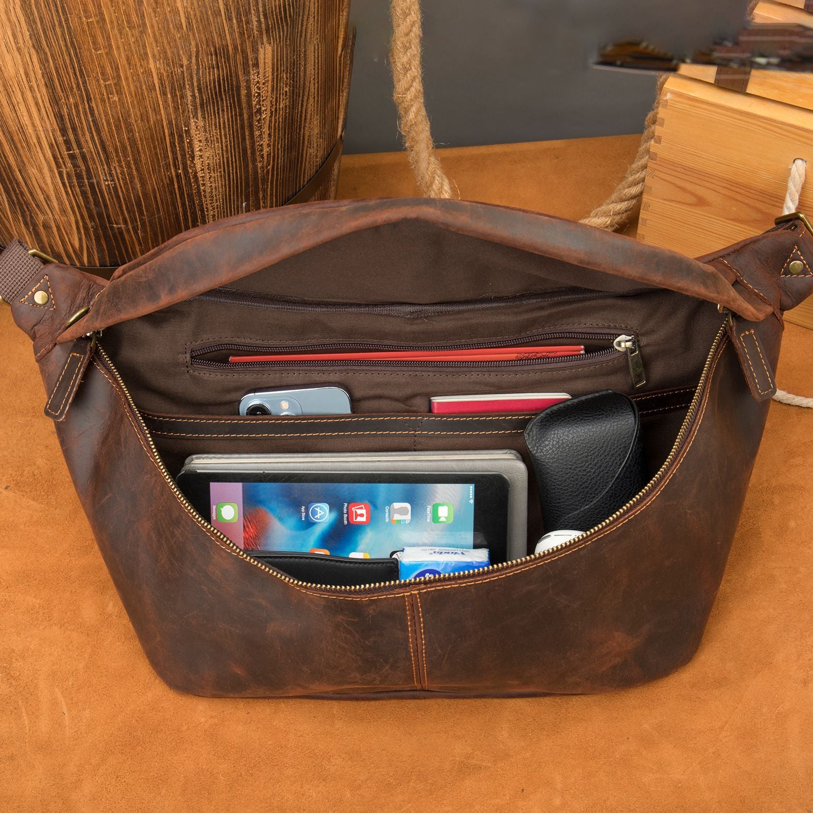 Sac Messenger Homme Sports Cuir Extérieur