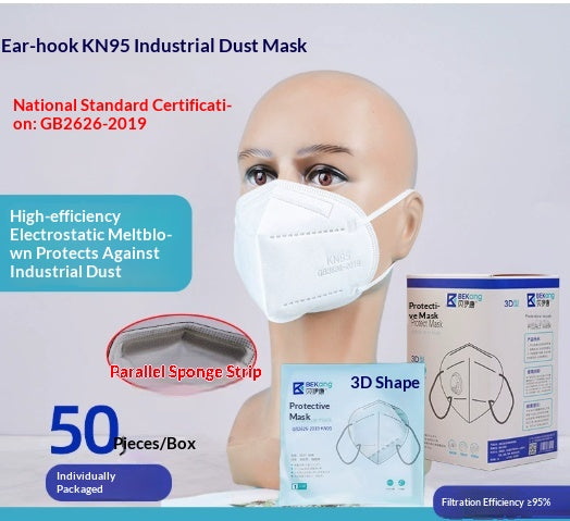 Masque KN95 de qualité industrielle anti-poussière emballé individuellement avec une bande d'éponge