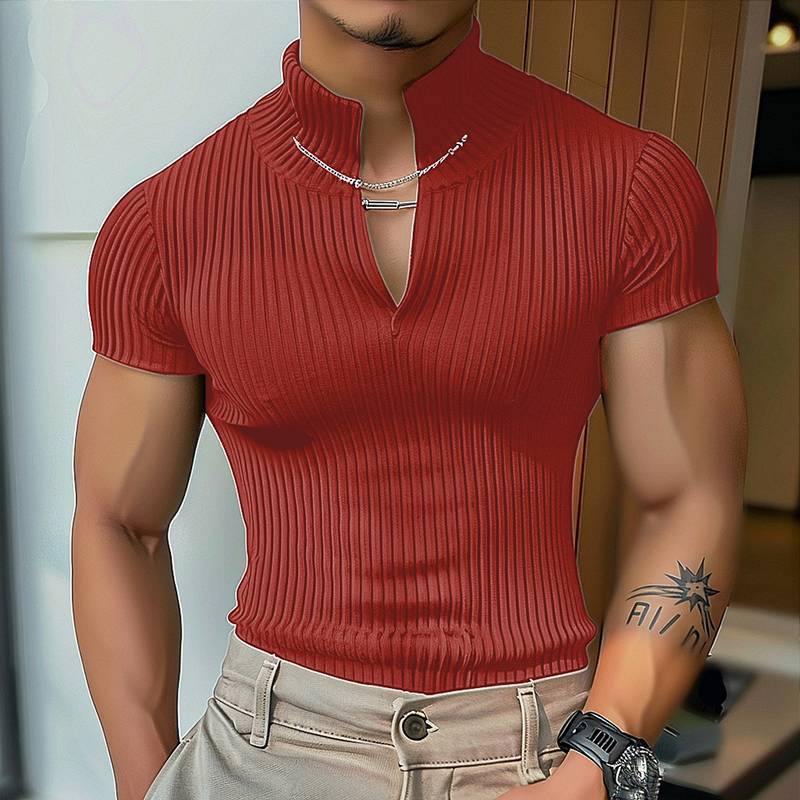 T-shirt à manches courtes en col V pour hommes