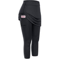 European and American Solid Color Fake Two Piece Cropped Pants Yoga Vêtements Yoga Pantalons Sli