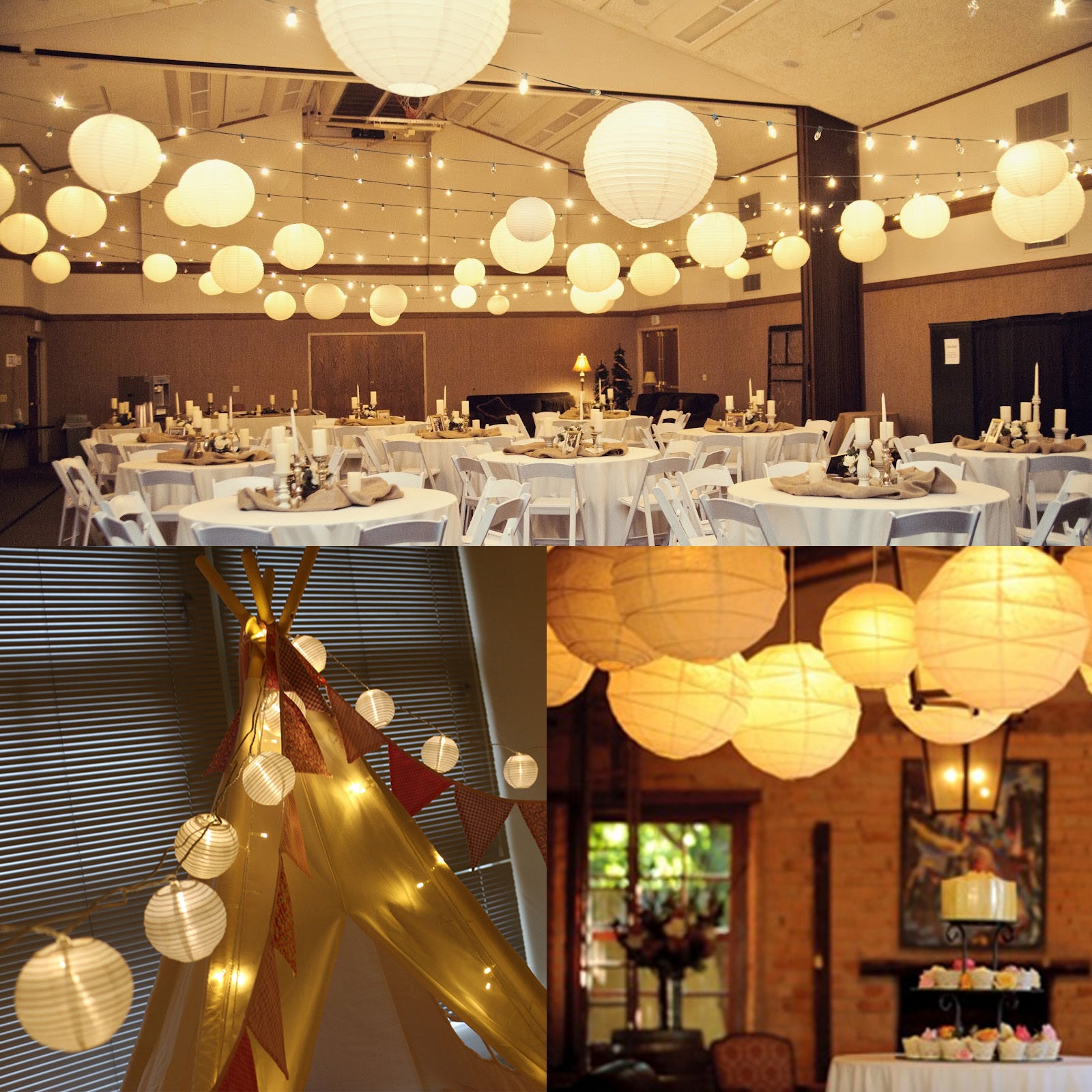 16 Lanternes de papier à suspension blanche pour décorer la pièce - Design élégant