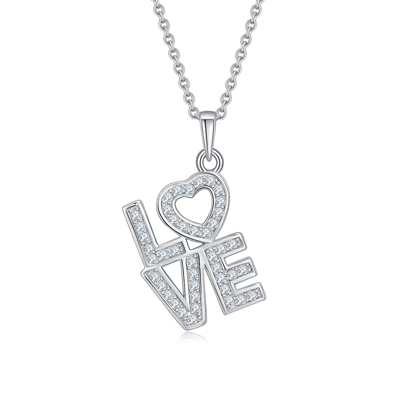 S925 Collier d'amour en argent 1.7g Moissanite