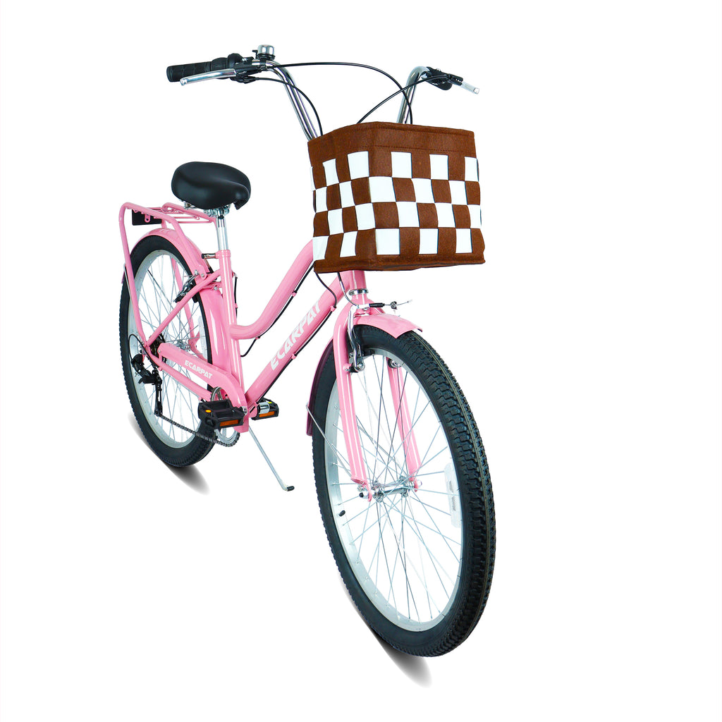 26 pouces vélo de navette de ville à 7 vitesses avec serrure et panier amovible Cadre en acier haute sensibilité