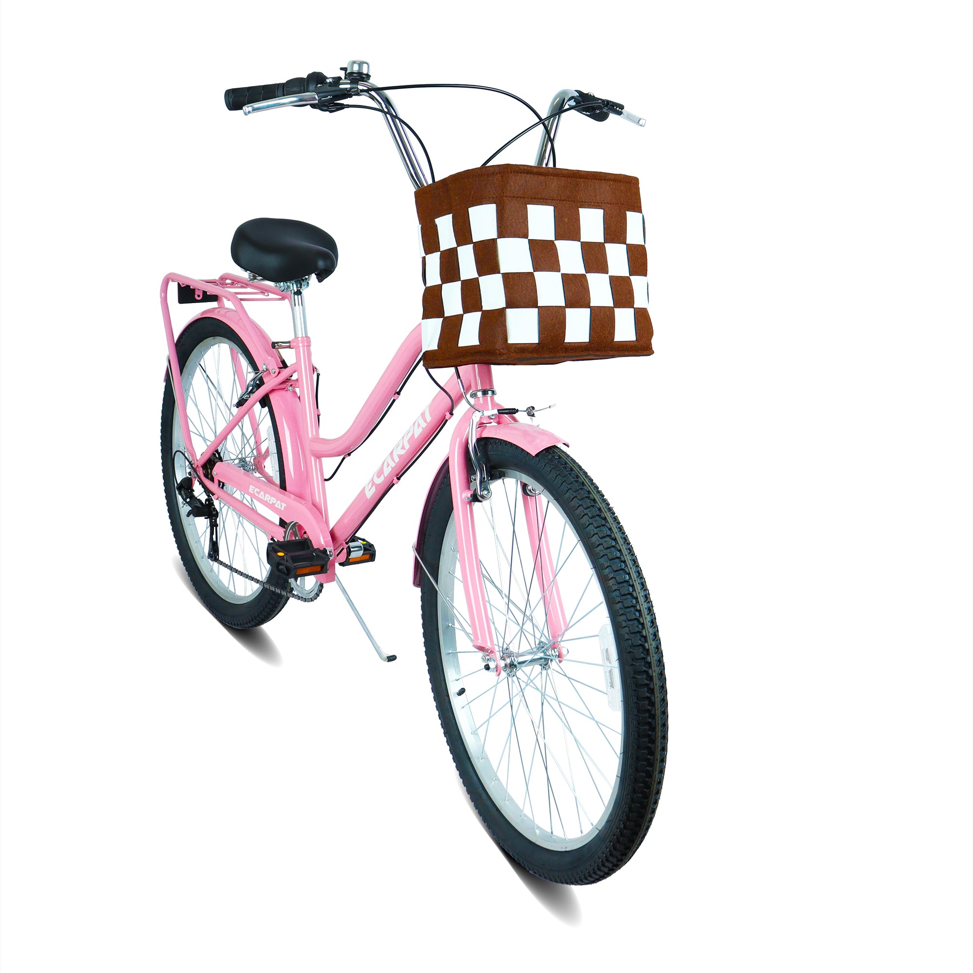 26 pouces vélo de navette de ville à 7 vitesses avec serrure et panier amovible Cadre en acier haute sensibilité