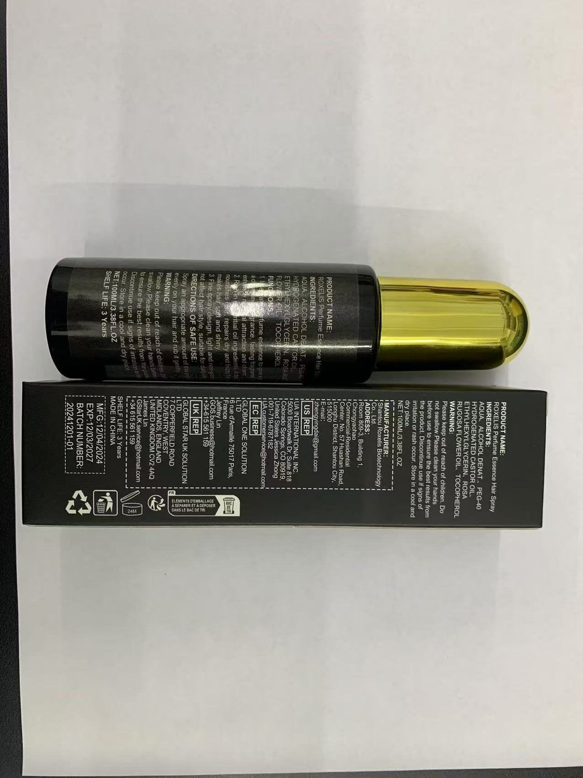 Vaporisateur d'huile de parfum pour cheveux ROXELIS