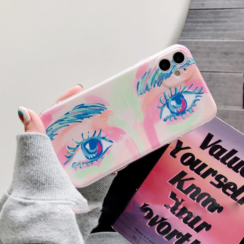 Peinture à l'huile créative Yeux Coque de téléphone fille